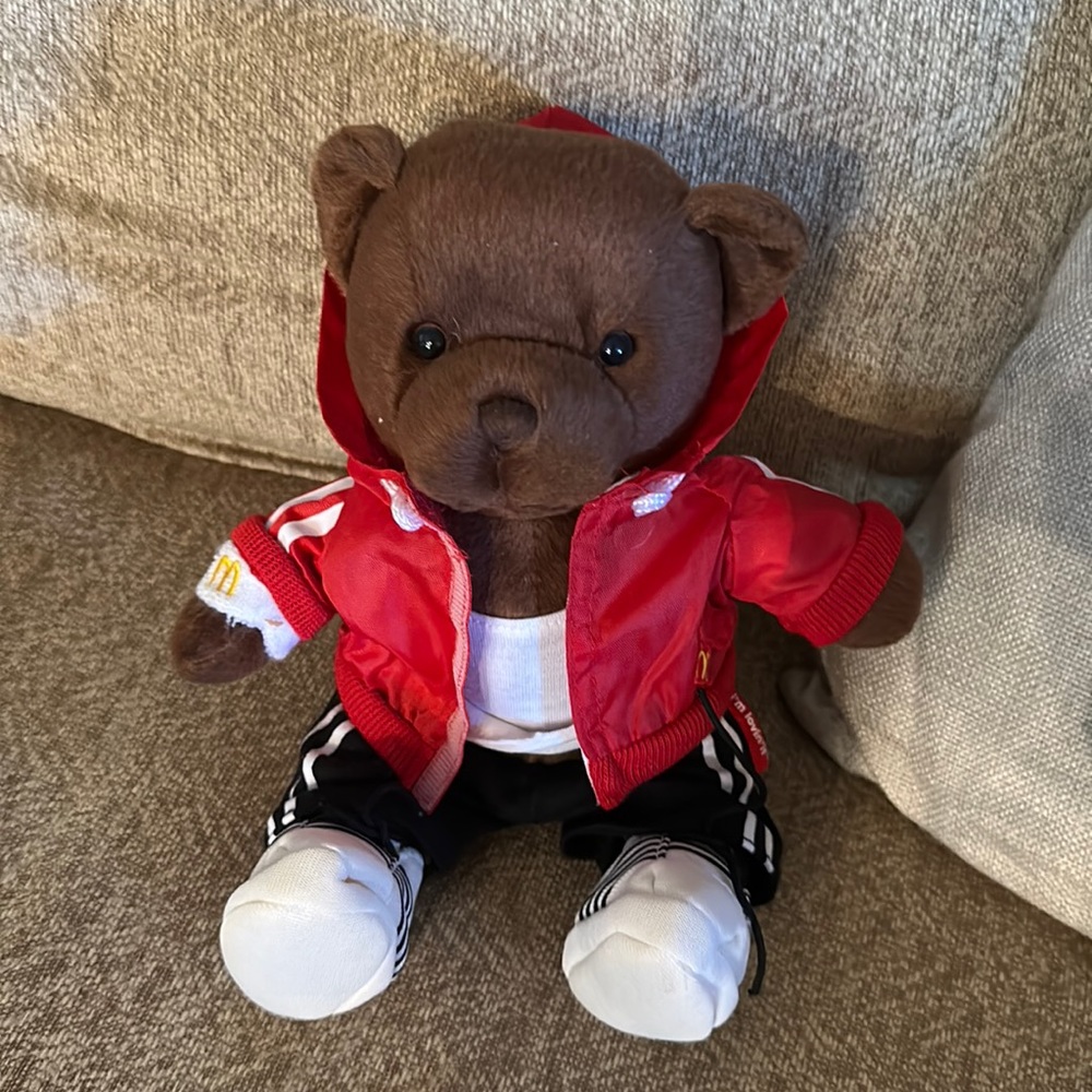 Vintage 2004 McDonald's I'm Lovin' It Sporty Stylin Bear Plush Red Tracksuit